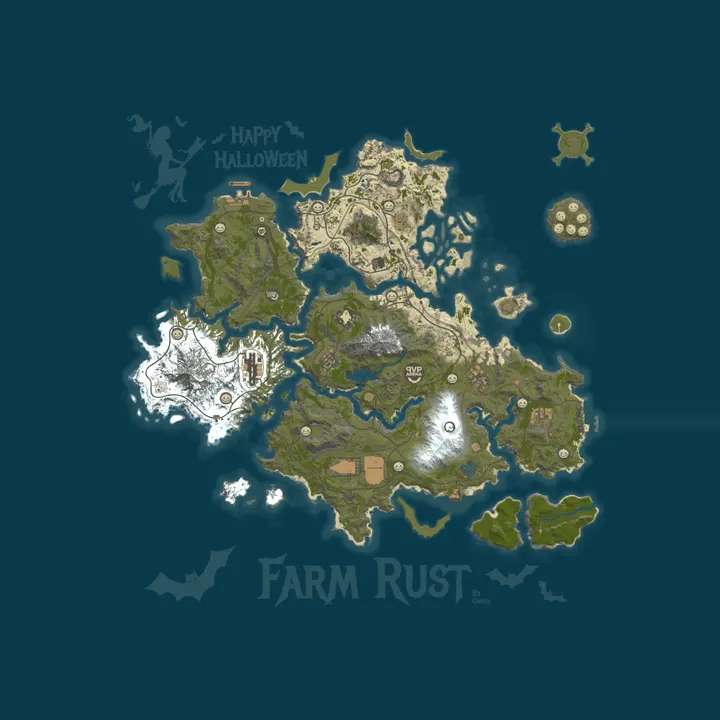 Map of [PVE] FarmRust | X3-X5 | Quest | ZOMBIE | Events