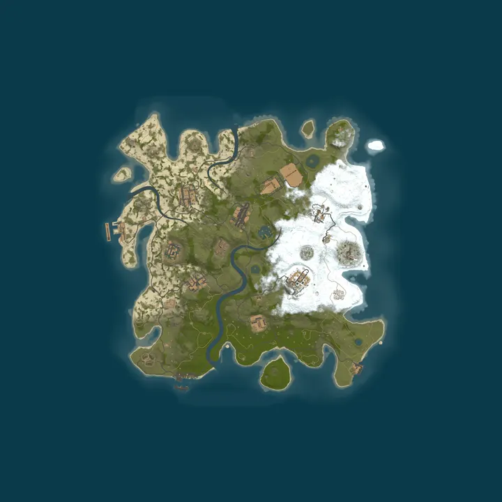 Map of Rust World 2X Solo/Duo/Trio/Quad PvP 2 Weeks Wipe No BP Wipe